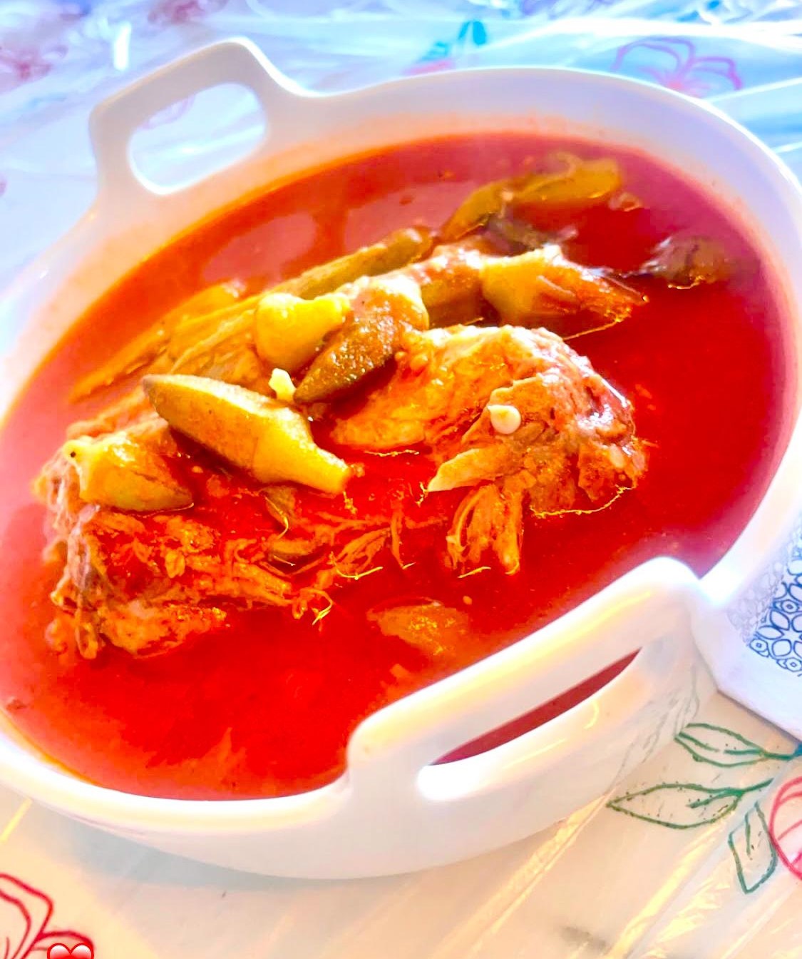 بامية مع اللحم والارز